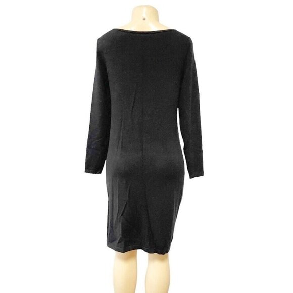 Elie Tahari Design by Nation Sweater Dress Chenille Mix Knit Black Blue Combo - Picture 6 of 12